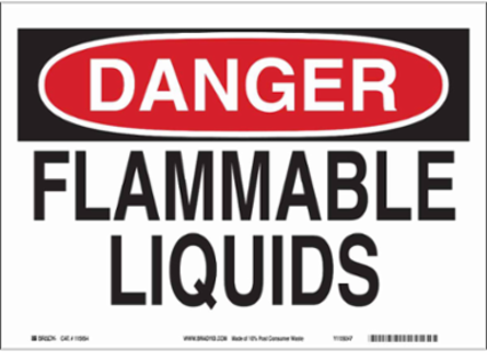DANGER Flammable Liquids Sign, 7" H x 10" W x 0.055" D, Polypropylene