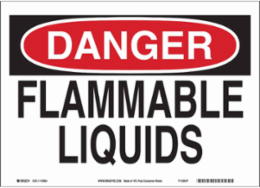 DANGER Flammable Liquids Sign, 7" H x 10" W x 0.055" D, Polypropylene