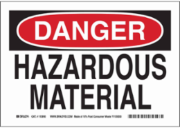 DANGER Hazardous Material Sign, 7" H x 10" W x 0.055" D, Polypropylene