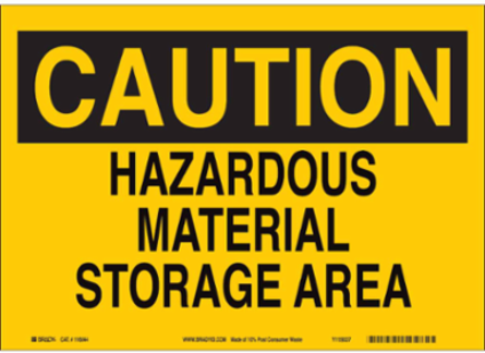 CAUTION Hazardous Material Storage Area Sign, 7 Inch x 10 Inch, Polypropylene