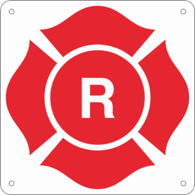 R Truss Marking Sign, 8.5" H x 8.5" W, Red on White, Corner Holes