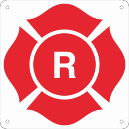 R Truss Marking Sign, 8.5" H x 8.5" W, Red on White, Corner Holes
