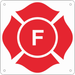 F Truss Marking Sign, 8.5" H x 8.5" W, Red on White, Corner Holes