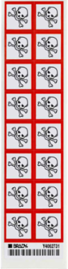 Severe Toxic Hazard Symbol GHS Labels, 1" H x 1" W x 0.004" D