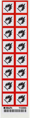 GHS Flammable Picto Labels: Paper, Black/Red on White, 1" H x 1" W