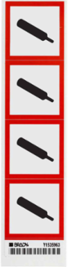 GHS Gas Pressure Picto Labels: Paper, Black/Red on White, 2" H x 2" W