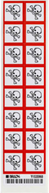 GHS Severe Toxic Picto Labels: Paper, Black/Red on White, 1" H x 1" W