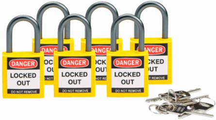 Nonconductive Compact Nylon Padlock - 5-Pin Cylinder, 1 Inch Shackle, Keyed Different
