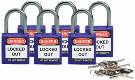 Nonconductive Nylon Padlock - 1.2 Inch Width, 5-Pin Cylinder, 1 Inch Shackle Clearance