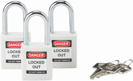 Nonconductive Nylon Padlock with 1.5 Inch Shackle Clearance, 6-Pin Cylinder, Keyed Alike