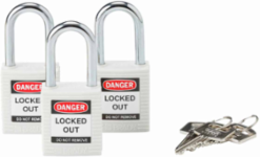 Nonconductive Nylon Padlock with 1.5 Inch Shackle Clearance, 6-Pin Cylinder, Keyed Alike