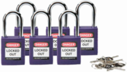 Nonconductive Nylon Padlock, 1.5 Inch Shackle Clearance, Keyed Alike, 6-Pin Cylinder