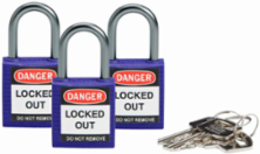 Nonconductive Nylon Padlock - 5-Pin Cylinder, 1 in Shackle Clearance, Keyed Alike