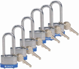 Key Retaining Steel Padlock, 2 Inch Shackle Clearance, 5-Pin Cylinder, Keyed Alike