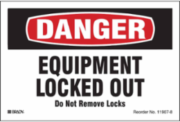 DANGER: Equipment Locked Out Do Not Remove Locks Sign, 4" H x 6" W, Magnetic Vinyl
