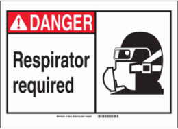 BradyGlo DANGER Respirator Required Sign, 10 Inch H x 14 Inch W, Glow in the Dark