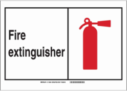 Fire Extinguisher Sign, 10" H x 14" W x 0.06" D, Black/Red/White, Polystyrene