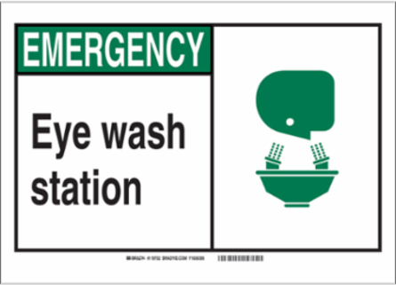 EMERGENCY Eye Wash Station Sign, 5" H x 7" W x 0.006" D, Polyester