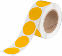 Roll-Mounted Aisle Marking Tape Dots - Adhesive Vinyl, Solid Color, Yellow, 2"