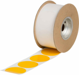 Roll-Mounted Aisle Marking Tape Dots - Adhesive Vinyl, Solid Color, Yellow, 3"