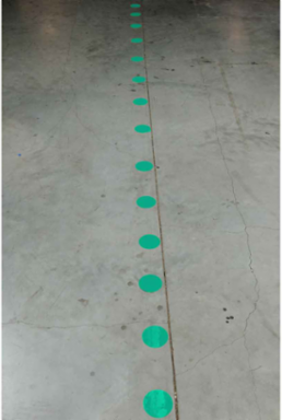 Aisle Marking Tape Dots, 2 Inch, Adhesive Vinyl, White, 500 per Roll
