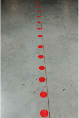 Aisle Marking Tape Dots, 2 Inch, Adhesive Vinyl, White, 500 per Roll