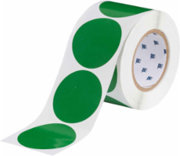 Roll-Mounted Aisle Marking Tape Dots - Adhesive Vinyl, Solid Color, Green, 3"
