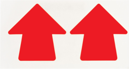 Vinyl Direction Arrows, 3" W x 3" L, Roll of 100 Each, Red