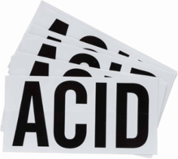ACID Labels 3 Inch H x 6 Inch W Vinyl with Permanent Adhesive, Outdoor Use