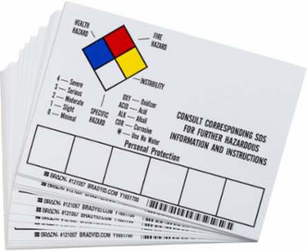 CONSULT CORRESPONDING MSDS FOR FURTHER HAZARDOUS INFORMATION AND INSTRUCTIONS Labels, 5" H x 7" W x 0.004" D