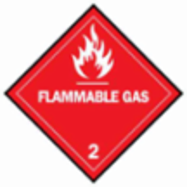 FLAMMABLE GAS 2 Hazardous Material Shipping Labels, 4" H x 4" W x 0.004" D, Red on White
