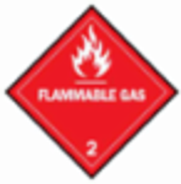 FLAMMABLE GAS 2 Hazardous Material Shipping Labels, 4" H x 4" W x 0.004" D, Red on White