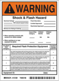 Arc Flash Labels - 7 Inch H x 5 Inch W, Adhesive Vinyl, Pack of 5, Black/Orange
