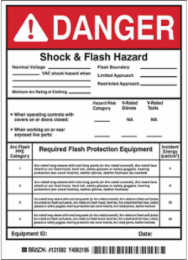 Arc Flash Labels - Vinyl, 7 Inch H x 5 Inch W, Pack of 5, Chemical-Resistant