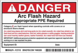 Arc Flash Labels, Class 2, Adhesive Vinyl, 4 Inch H x 6 Inch W, Pack of 5, Black/Red on White