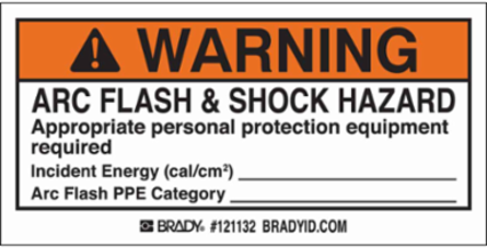 Arc Flash Labels, Adhesive Vinyl, 2 Inch H x 4 Inch W, Roll of 100, Black/Orange on White