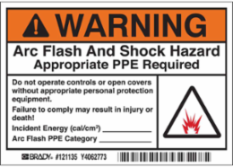 Arc Flash Safety Labels, 3.5 in x 5 in, Vinyl, Roll of 100, Permanent Adhesive
