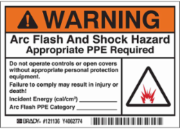 Arc Flash Labels, 3.5 Inch H x 5 Inch W, Pack of 5, Vinyl, Permanent Adhesive, Black/Orange