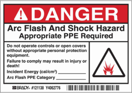 Arc Flash Labels, 3.5 Inch x 5 Inch, Adhesive Vinyl, Permanent Acrylic, Pack of 5
