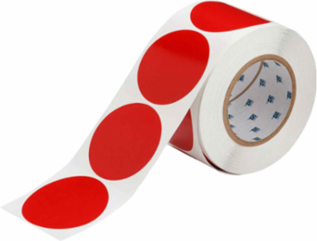 Aisle Marking Tape Dots, Red, 3 Inch Diameter, Vinyl, Permanent Acrylic Adhesive
