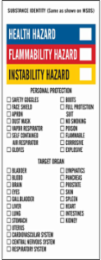 HEALTH HAZARD FLAMMABILITY HAZARD INSTABILITY HAZARD Labels, 8" H x 3" W x 0.004" D, Black/Blue/Red/Yellow on White