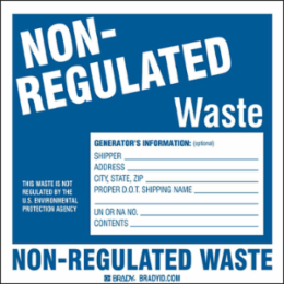 NON-REGULATED WASTE GENERATOR INFORMATION Labels, Vinyl