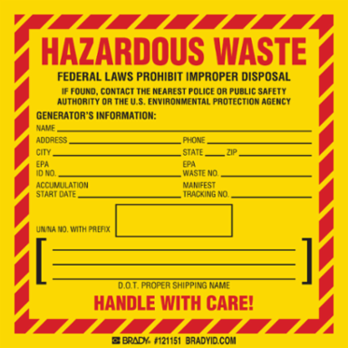 HAZARDOUS WASTE, Gloss Finish Labels