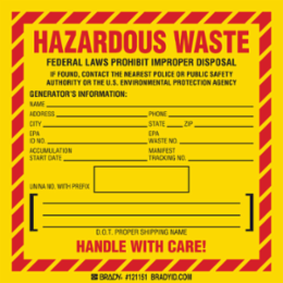 HAZARDOUS WASTE, Gloss Finish Labels