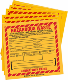 HAZARDOUS WASTE, 6" x 6" Labels