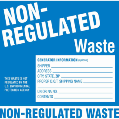 NON-REGULATED WASTE GENERATOR INFORMATION Labels, 6" H x 6" W x 0.004" D, Blue on White
