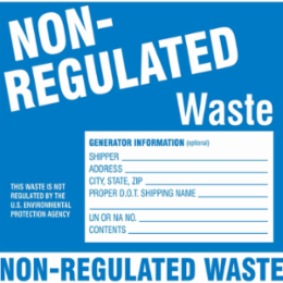 NON-REGULATED WASTE GENERATOR INFORMATION Labels, 6" H x 6" W x 0.004" D, Blue on White