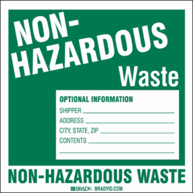 NON-HAZARDOUS WASTE OPTIONAL INFORMATION SHIPPER, ADDRESS, CONTENTS, Pack of 50 Labels