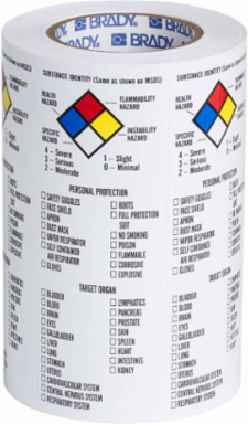 Right-to-Know Target Organ Vinyl Labels, 8" H x 3" W x 0.004" D, Roll of 500 Labels