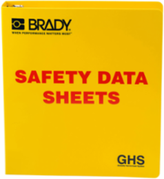 GHS - 1.5" Safety Data Sheet Binder - English, 11" H x 2" D, Red on Yellow
